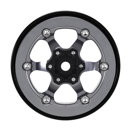 INJORA 1.3" Aluminium -5.25mm Offset Beadlock Wheels for 1/24 1/18 RC(Grey) - color: Grey