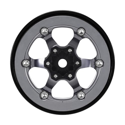 INJORA 1.3" Aluminium -5.25mm Offset Beadlock Wheels for 1/24 1/18 RC(Grey) - color: Grey