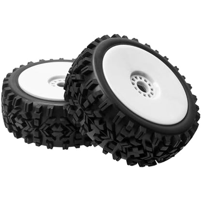 ShareGoo RC Hobby OD 4.72" 1/8 Scale RC Buggy Wheels & Rubber Tires 17mm Hex Rims Compatible with Arrma Typhon 3S 6S Kyosho Losi 8IGHT Traxxas Redcat HSP HPI 1/8 Scale Off Road Car Buggy (White) - color: White