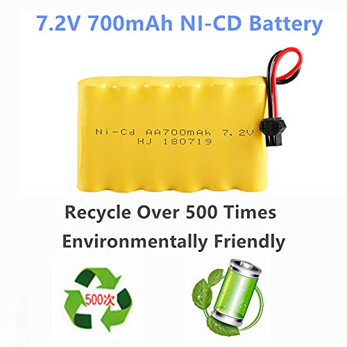 CBB 7.2V 700mAh NI-CD Battery Rechargeable for Huina 1550 550 RC Excavator 2 Pack 7.2V 700mAh Battery with USB Charger