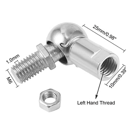 Ball Head Joint Rod End Bearing, 4pcs M6 Left Thread Ball Socket Universal Joints Carbon Steel Angle Ball Joint Fitting for Automotive, Hinged Door, Cupboard - size: M6, style: Left Thread