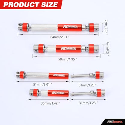 RCAWD Second Version TRX4M Center CVD Driveshaft for 1/18 TRX4M Drive Shaft Series Upgrades Part Red - color: Red