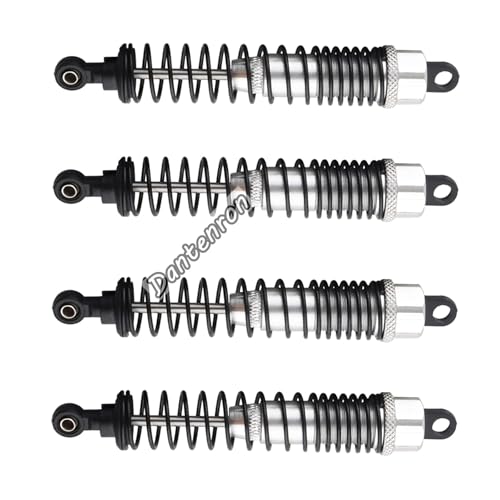 4Pack 1/10 RC Truck Car Adjustable Shock Absorber Damper 108004 Upgrade Parts 108mm Oil 108mm Oil Adjustable Alloy Aluminum Shock For 1:10 HSP 94188 94108 94111 Redcat Volcano (Silvery) - color: Silvery