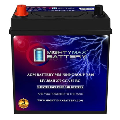 Mighty Max Battery MM-NS40 Start and Stop Car BCI Group Size NS40 12V 35Ah, 57RC, 370 CCA Rechargeable AGM Car Battery - style: Group NS40