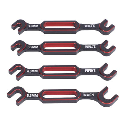 4PCS RC Wrench, Premium Aluminum Alloy Turnbuckle Nut Ball Joint Remover Tool, 3.0, 3.2, .5, .7, 4.0, 5.0, ., 6.0mm Sizes Tool for RC Car, Boat, Drone, Crawler, Truck DIY (Red) - color: Red
