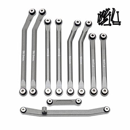 High Clearance Links Set Steering Rod Tie for AXIAL 1/24 SCX24 AXI00001 C10 AXI00002 Wrangler JLU AXI00006 Bronco Upgrades RC Crawler Car - color: Titanium
