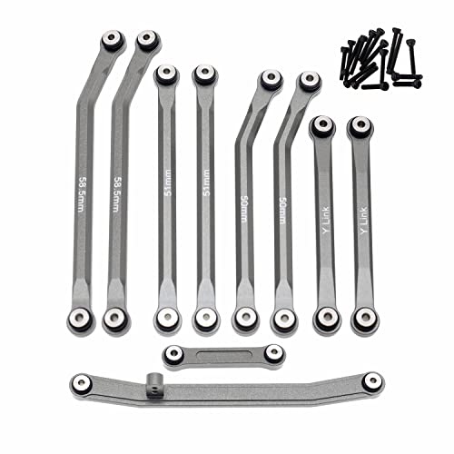 High Clearance Links Set Steering Rod Tie for AXIAL 1/24 SCX24 AXI00001 C10 AXI00002 Wrangler JLU AXI00006 Bronco Upgrades RC Crawler Car - color: Titanium