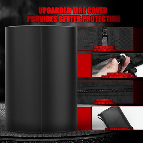 Tire Covers for Storage, 420D Waterproof Holds 4 Tires 32 Inch Diameter | with Zipper Drawstring Lock Universal Truck RV Trailer Tire Storage Outdoor All Season - size: 420D 33 inch Diameter x 47inch H