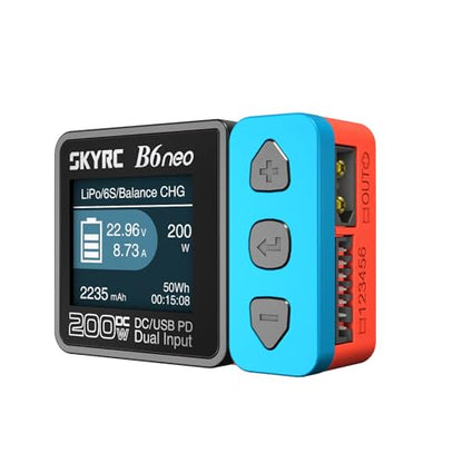 GoolRC B6neo Smart Charger Lipo Battery Charger, DC 200W PD 80W Battery Balance Charger Discharger for 1-6s LiPo/Life/LiIon/LiHV Battery, 1-15s NiMH/NiCd Batteries (Blue) - color: Blue