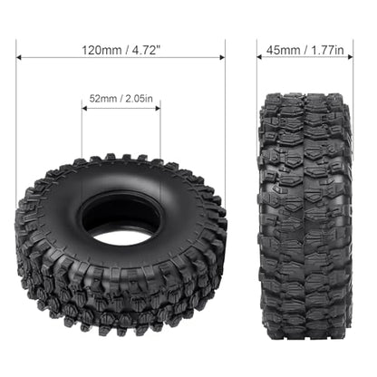Hobbypark RC 1.9 Crawler Tires 4.7 Inch 120mm Outer Diameter for Axial SCX10 II III Traxxas TRX4 Redcat Gen 8 Gen7 RC4WD RC Rock Climbing Tyres Foam Inserts, 4pcs