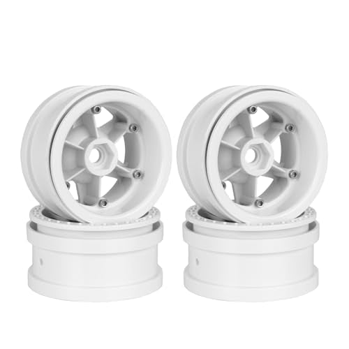 4PCS Plastic 2.2 Inch Beadlock Wheel Rim Wheel Hub 12mm Drive Hex Compatible with 1/10 RC Crawler Car for Axial SCX10 90046 TRX4 Wraith RR10 Capra(White) - color: White