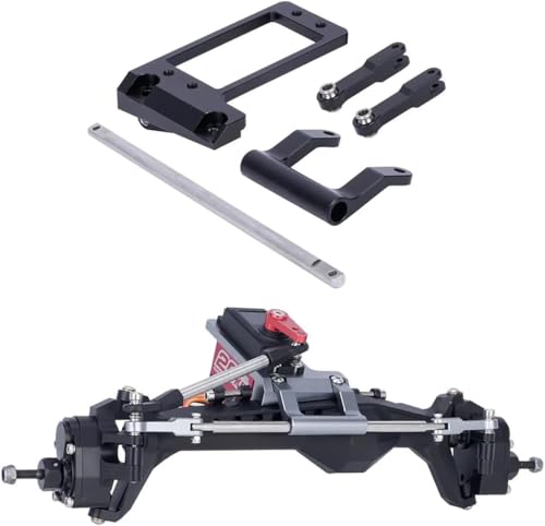 CNC Aluminium BTA Servo Mount with Hydraulic Steering Link for 1/10 RC Crawler Car VP Capra F9 Portal Axle LCG Chassis DIY Parts (Black)