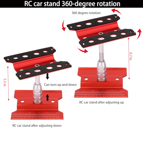 RC Car Repair Work Stand, 1100pcs RC Screw Kit and Vehicle Scale Accessories for Traxxas Axial Redcat Arrma HPI HSP SCX10 RC4WD 1/8 1/10 1/12 1/16 Scale RC Crawler Truck Buggy Car - color: Red
