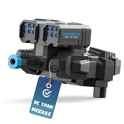 RC Tank Launcher Module Replacement for Remote Control Stunt Car, Shooting Launcher Head Attachment for Battle Tank Toy Vehicle, Kids RC Toy Accessory Spare Part - color: Blue & Rapid Shooter