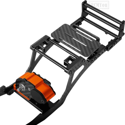 RC Carbon Fiber Frame Chassis w/Gearboxes Upgrades Part for 1/10 SCX10 SCX10 II 90046 90047 RC Crawler Car,Orange - color: Orange - Parts