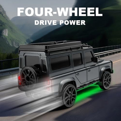 1/64 4WD Mini RC Off-Road Drift Car, 2.4G Crawler Vehicle with LED (Black) | High Speed Brushless Motor, Dual-Speed Mode, 30m Control Distance, Gift for RC Enthusiasts ﻿ - color: Black