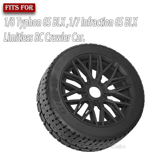 RC Tires Highway Tires for 1/8 Typhon 6s BLX,1/7 Infraction 6S BLX,Limitless RC Car,RC Wheels Set/Highway Wheel,Plastic Wheels,Black - color: Black- (Wheel Tires)