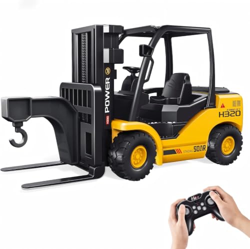 9-Channel RC Forklift, 1:18 Remote Control Forklift Toy for Kids & Adults | Kids RC Forklift with Lights & Sounds, Rubber Tires, Lift & Transport Action, 100-Min Runtime, for Kids 6+ Birthday Gifts - style: Forklift[2026 Version]