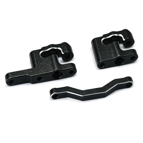 Aluminum Upgrade Parts Set for ARRMA 1/16 Mini Kraton 3S, Front/Rear Upper/Lower Arm, Gearbox Cover, Wing, Steering Link (Black Steering Set) - color: Black Steering Set