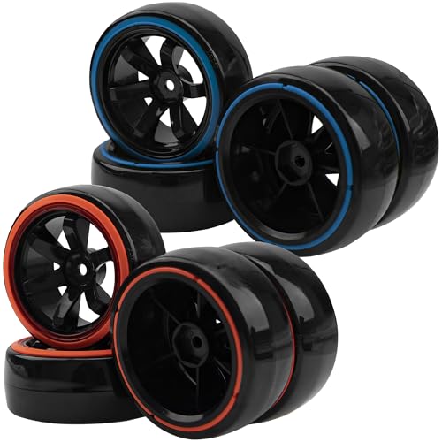 1/10 RC Drift Car Tires Hard Plastic Tyre & 12mm Hex Hub Wheel Rims 6 Spoke & 1/10 RC Drift Car Tires Hard Plastic Tyre & 12mm Hex Hub Wheel Rims 6 Spoke