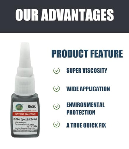 Heavy Duty Rubber Glue for Bonding Rubber and Other Materials - Instant Super Adhesive for Tire, Boots, Belt, Foam, DIY Crafts, Rubberized Speaker, Tube