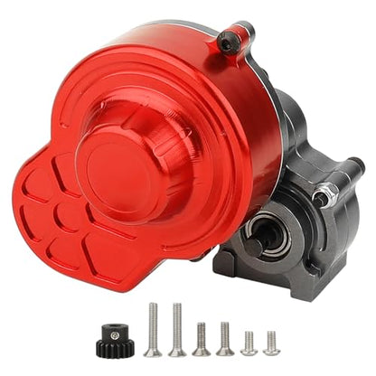 All Metal Complete Gearbox Transmission with Motor Gears for 313mm Wheelbase 1/10 RC Crawler Truck Axial SCX10 & SCX10 II DIY Upgrade Parts (red-Titanium) - color: Red-titanium