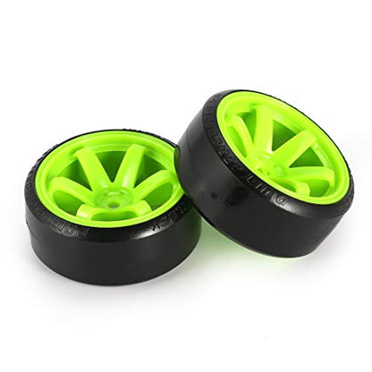 4Pcs 63mm RC Drift Car Tires Hard Tyres Plastic Wheel Rims for 1/10 On-Road Drifting Car for HSP Tamiya HPI Kyosho Spare Parts(Green) - color: Green