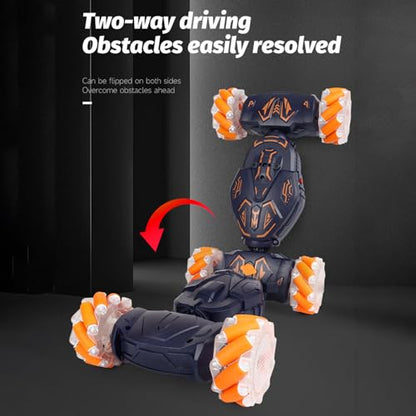 GoolRC Remote Control Car, Gesture Sensing RC Stunt Car with Spray & Lights & Music, 2.4GHz 4WD RC Cars with 360° Rotating, 3 Control Mode Toy Vehicle for Adults (Orange)