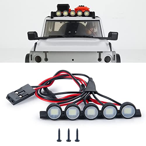 1/24th RC Car Headlights LED Round Roof Rack Lights Lamp White Upgrades for Axial SCX24 AXI00006 Bronco RC Crawler Truck Car Accessories Parts