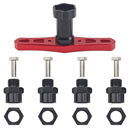 ShareGoo 17mm Wheel Hex Wrench & 12mm to 17mm Wheel Hex Drive Hub Adapter 15mm Offset Extension Compatible with Tamiya Axial RC4WD Traxxas Redcat 1/10 RC Car Buggy Truck (Black) - color: Black