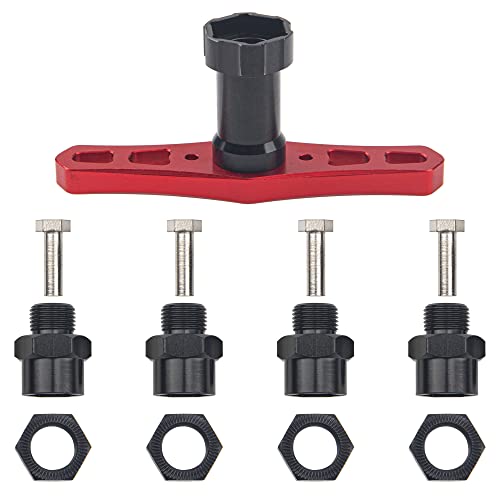 ShareGoo 17mm Wheel Hex Wrench & 12mm to 17mm Wheel Hex Drive Hub Adapter 15mm Offset Extension Compatible with Tamiya Axial RC4WD Traxxas Redcat 1/10 RC Car Buggy Truck (Black) - color: Black
