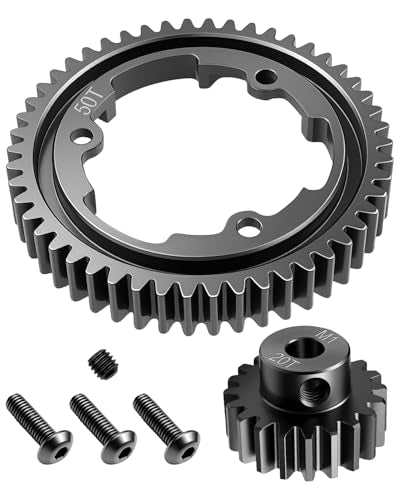 50T M1.0 Hardened Steel Spur Gear 20T Pinion Gear Set Fit for 1/10 Maxx | 50T Spur Gear 20T Pinion Gear Set Fit for Traxxas 1/10 E-REVO 2.0 VXL 1/5 X-Maxx 1/7 XO-1