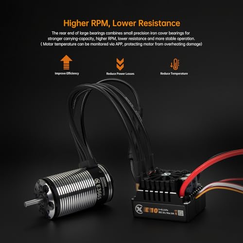XC E3665 & E10 Sensored Brushless Motor and ESC Combo for RC Car,2-4S Lipo,IP67 Water Proof,Applicable to: 1/10 Short Course,Trucks,Monster - size: 2500KV+E10 No Connector
