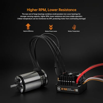 XC E3665 & E10 Sensored Brushless Motor and ESC Combo for RC Car,2-3S Lipo,IP67 Water Proof,Applicable to: 1/10 Short Course,Trucks,Monster (3300KV+E10 XT60) - size: 3300KV+E10 XT60