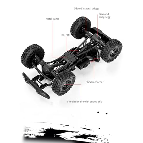1/18 Scale RC Pickup Truck for Adult, 2.4GHz 4WD Off-Road Remote Control Drift Car, RC Rock Crawler with LED Lights, 12km/h High Speed & Waterproof ESC - color: Grey, size: 2 Battery