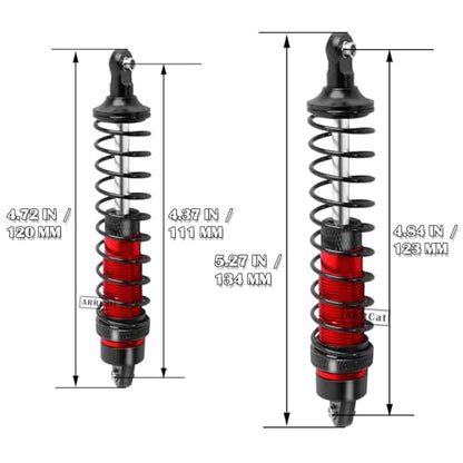 4PCS Front Rear Full Alloy Shocks RC Upgrades Parts for 1/10 Senton Granite Big Rock Vorteks 3s Blx 4X4 Mega 550,for 1/10 Kraton Outcast 4s,Red,Replace #AR330550 AR330551 - color: Red Shocks (Upgrades)