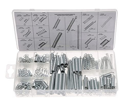 200pcs Compression & Extension SpringAssortment Set, Small Metal Loose Steel Coil Springs Assortment Kit AssortedW/Plastic Storage Box