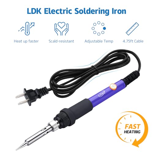 5 Pack Bulk LDK Soldering Iron Kits 60W 110V Adjustable Temperature Electric Soldering Gun Welding Tools - color: 60w Basic (5 Pack)
