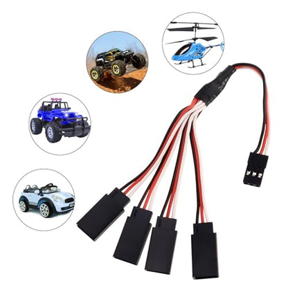 6Pcs 3 Pin JST Plug Splitters Servo Cord Wire, 15cm Male to 4 Female Y Harness Connector Servo Extension Cable Fit for Futaba JR RC Car or Airplanes (Male to 4 Female) - size: Male to 4 Female