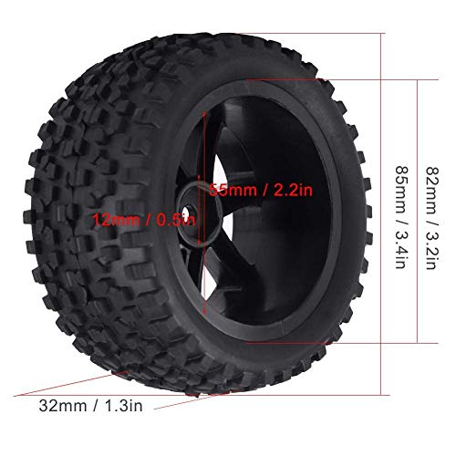 RC Crawler Tires, Durable Rubber Off-Road Grip, 1/10 Scale RC Tires 4pcs Black Wheel Set for RC Enthusiasts, Off-Road Racing, Crawling Adventures
