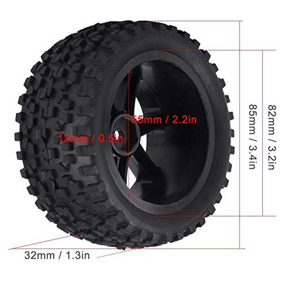 RC Crawler Tires, Durable Rubber Off-Road Grip, 1/10 Scale RC Tires 4pcs Black Wheel Set for RC Enthusiasts, Off-Road Racing, Crawling Adventures