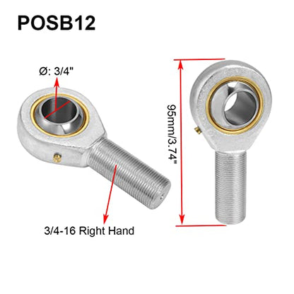 PHSB12 Rod End Bearing 3/4 Inch Bore and 5/8-18 Right Hand Thread, Self-Lubricating Female Heim Joint Rod Ends,Includes Jam Nuts 1pcs - size: 3/4, style: Right Hand