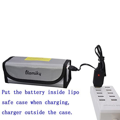 Blomiky 3 Pack 18.5 * 7.5 * 6cm Li-polymer Fireproof Explosionproof Safe Bag Suitable Case for 3.7V 7.4V 11.1V 14.8V 22.2V 100mAh-8000mAh Lithium-ion Li-Po or Ni-CD Ni-MH Battery/Lipo Case *3