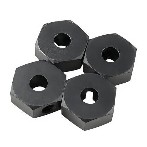 12mm Wheel Hex Set for Losi 1/18 Mini LMT 4X4 Brushed Monster Truck (Black) | Aluminum,Front,Rear,Wheel Hexes,Pins,RC Car,Upgrade Parts,LOS01026,LOS212050,CNC Machined,High Strength - color: Black