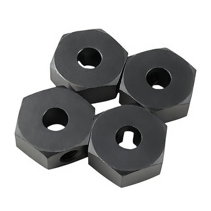 12mm Wheel Hex Set for Losi 1/18 Mini LMT 4X4 Brushed Monster Truck (Black) | Aluminum,Front,Rear,Wheel Hexes,Pins,RC Car,Upgrade Parts,LOS01026,LOS212050,CNC Machined,High Strength - color: Black