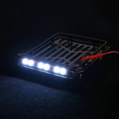 KYX Racing Metal Roof Rack 132x103mm w/LED Lamp Upgrades Parts Accessories for RC Crawler Car SCX10 II 90046 90047 SCX10 III Traxxas TRX4 TRX6 Redcat Gen8 Scout II