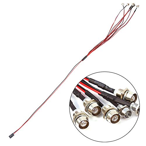 6 LED RC Car Light, 3-7V Headlight Taillight Set 5mm/3mm Diameter LED Light for 1/10 RC Model Car Truck