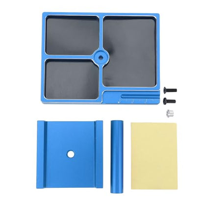 RC Car Working Stand with Magnetic Screw Trays for 1/18 1/24 RC Cars Aluminum Repair Workstation Kit (Blue) - color: Blue