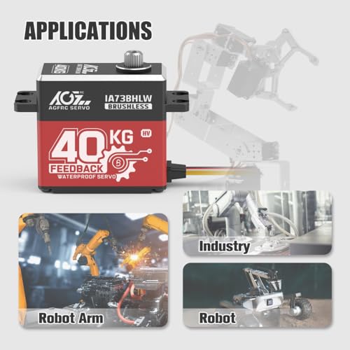 AGFRC 40KG IP67 Waterproof Position Feedback Servo (IA73BHLW) | 8.4V HV, 4-Wire Position Feedback, Programmable, Brushless Motor, Steel Gears, For Robotics & Industrial Use