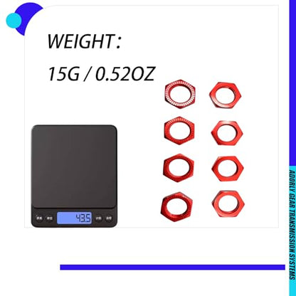 8pcs Alloy Wheel Nuts 17mm Thread 1.0 for Arrma 6s 3s Typhon Notorious Kraton Outcast Talion Infraction Limitless Felony Mojave Wheel Nuts Parts Red WARAC9763R